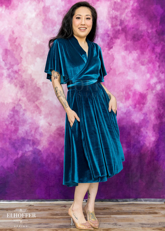 Essential Luisa Wrap Dress - Apatite Velvet
