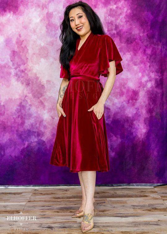 Essential Luisa Wrap Dress - Crimson Velvet