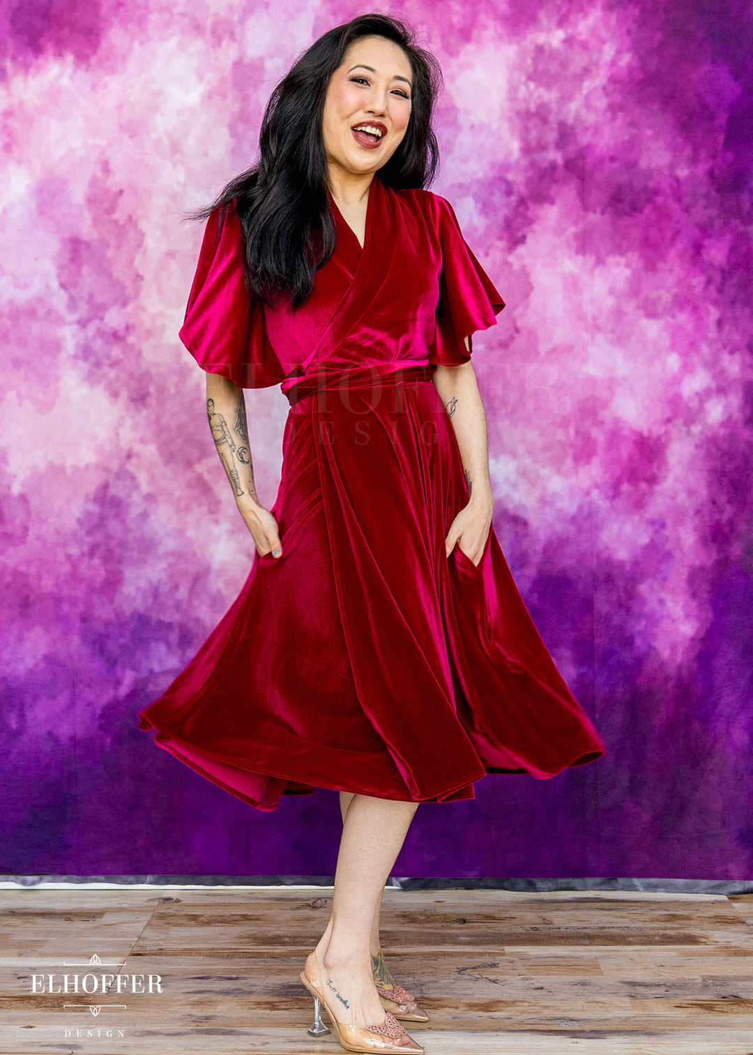 Essential Luisa Wrap Dress - Crimson Velvet