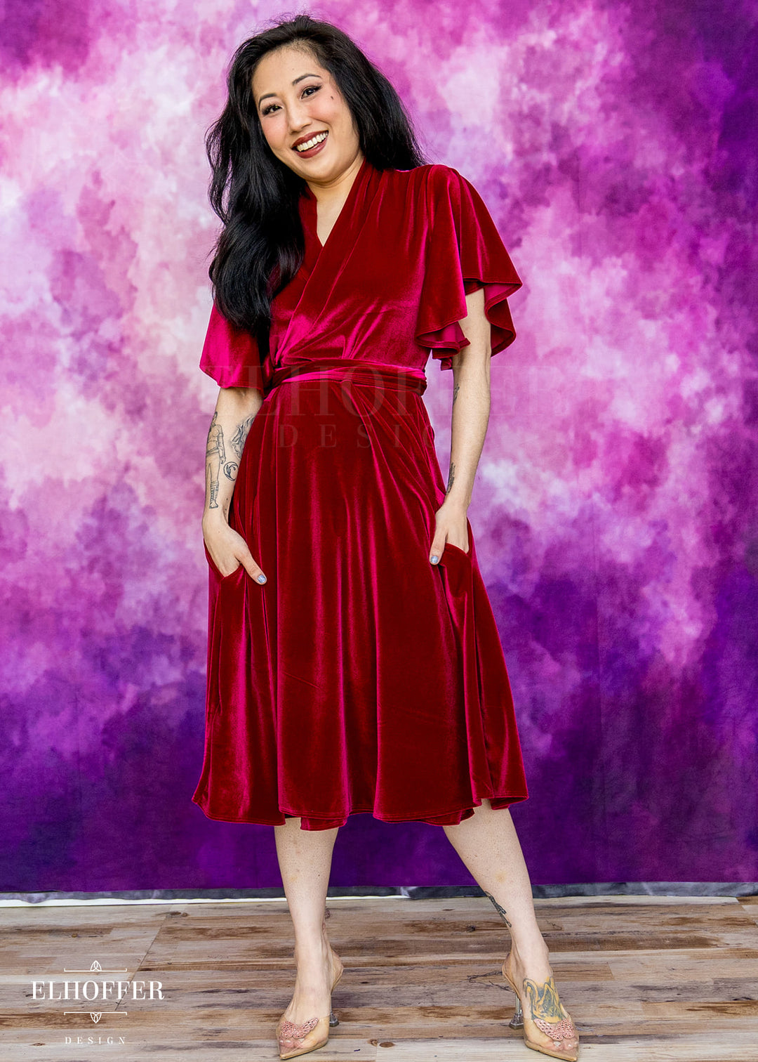 Essential Luisa Wrap Dress - Crimson Velvet