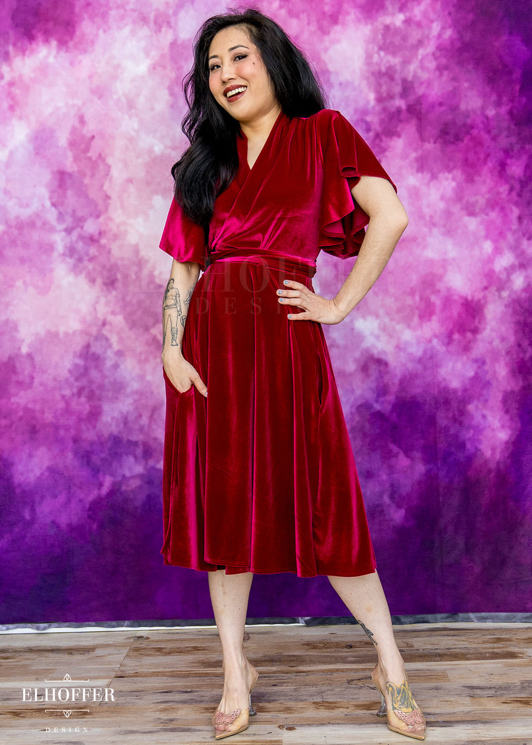 Essential Luisa Wrap Dress - Crimson Velvet