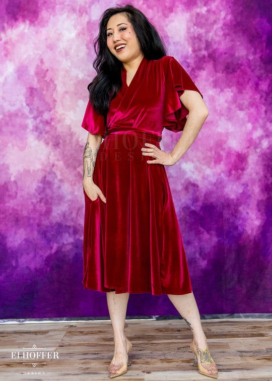 Essential Luisa Wrap Dress - Crimson Velvet