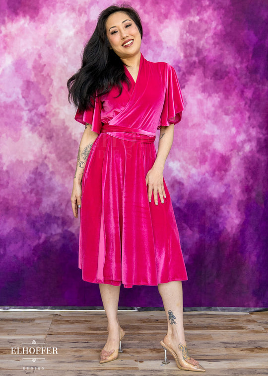 Essential Luisa Wrap Dress - Fuchsia Velvet