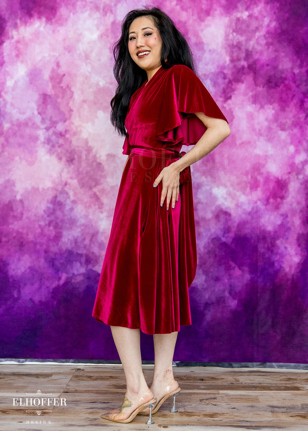 Essential Luisa Wrap Dress - Crimson Velvet