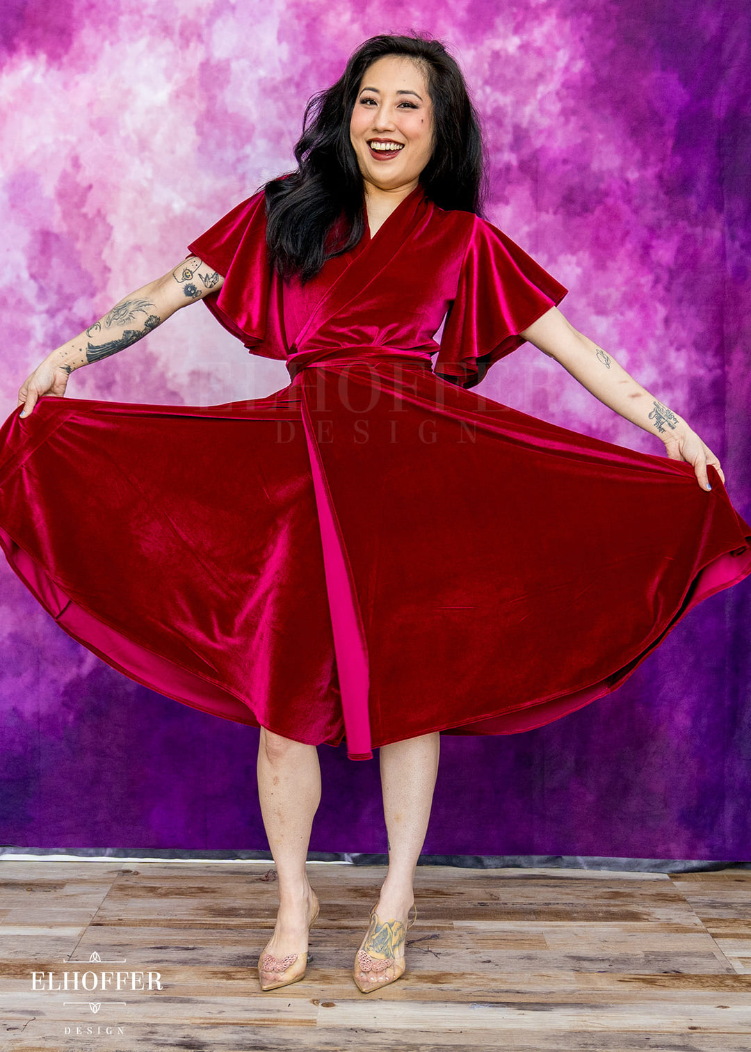 Essential Luisa Wrap Dress - Crimson Velvet