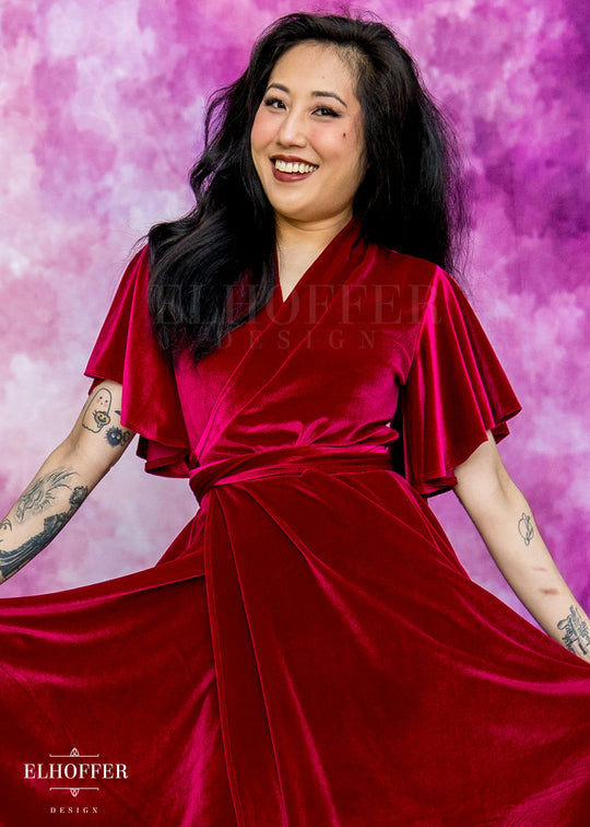 Essential Luisa Wrap Dress - Crimson Velvet