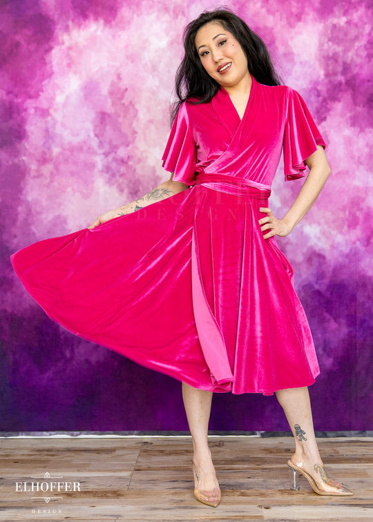 Essential Luisa Wrap Dress - Fuchsia Velvet