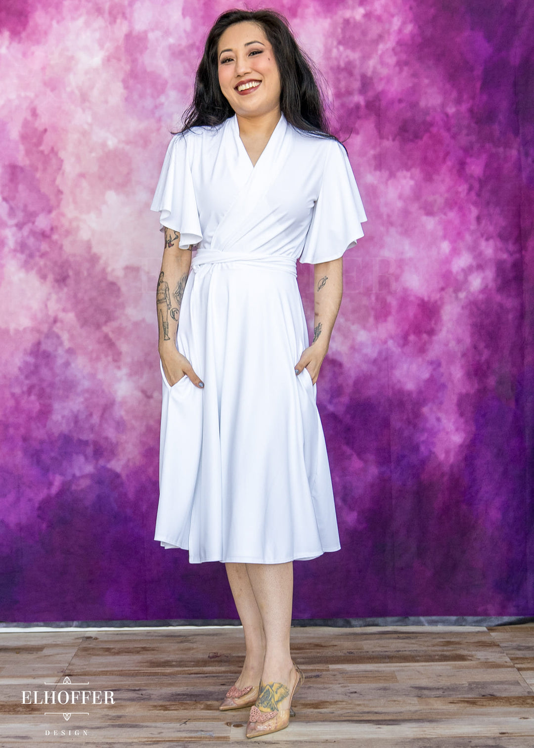 Essential Luisa Wrap Dress - White Spandex