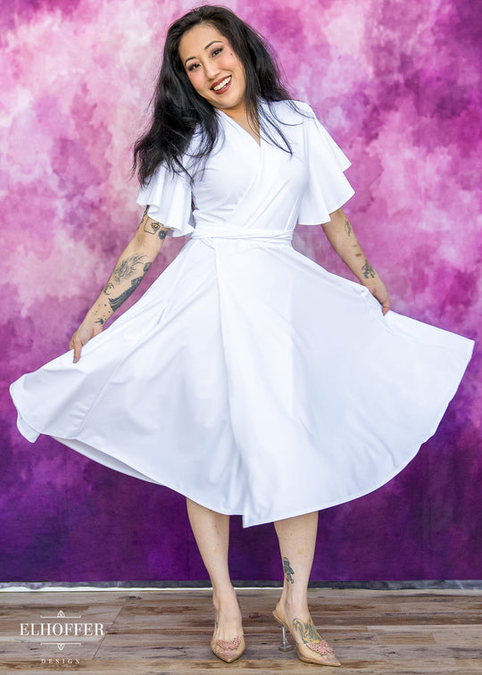 Essential Luisa Wrap Dress - White Spandex