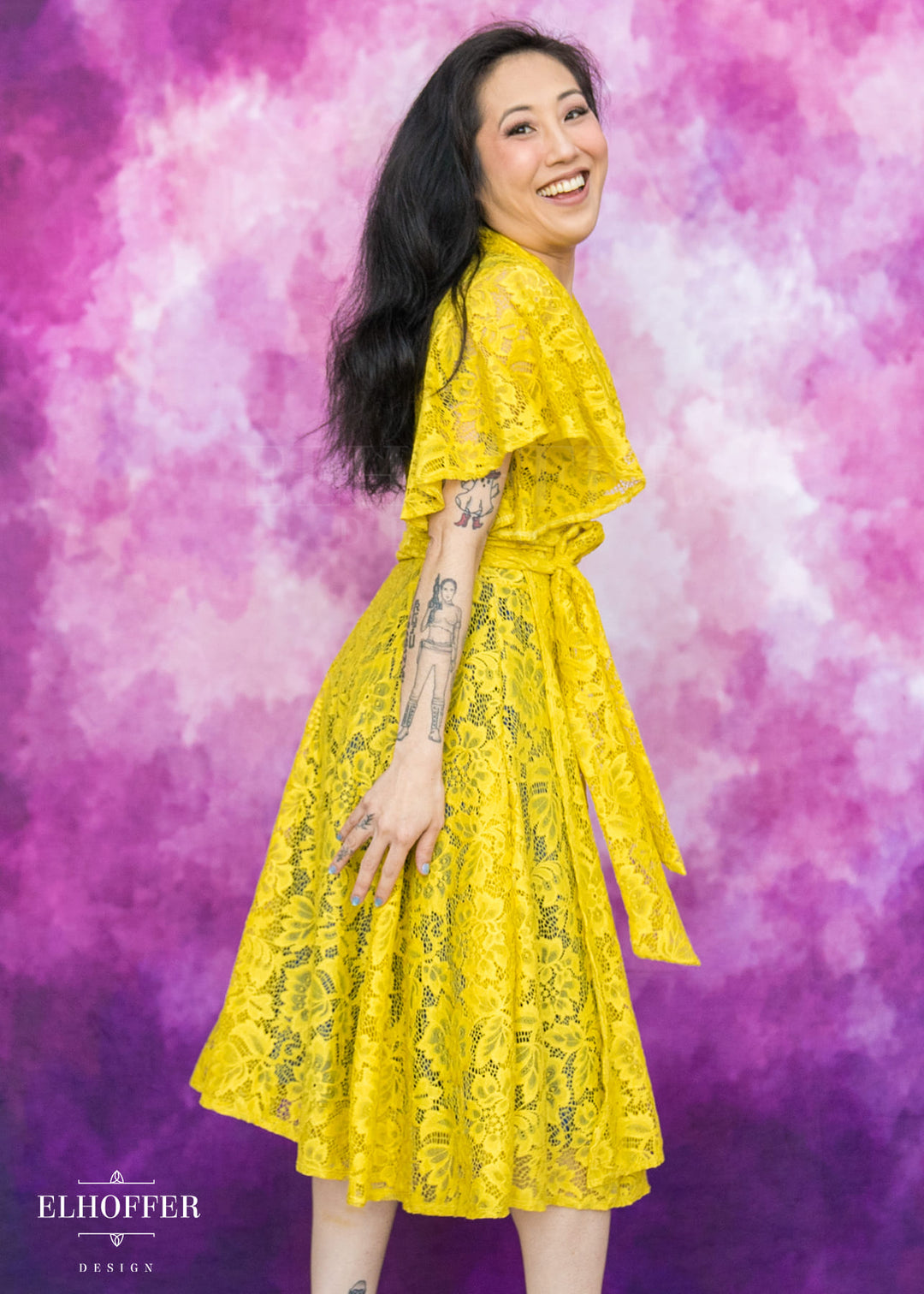 Essential Luisa Wrap Dress - Sunflower Floral Lace