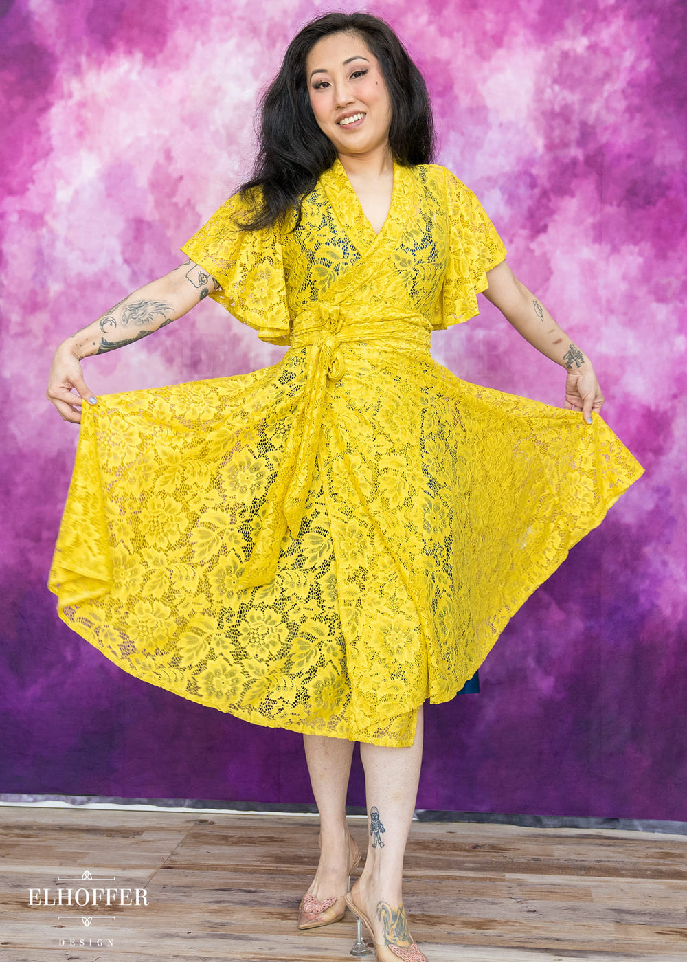 Essential Luisa Wrap Dress - Sunflower Floral Lace