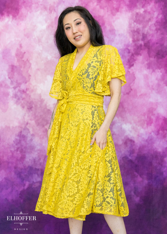 Essential Luisa Wrap Dress - Sunflower Floral Lace