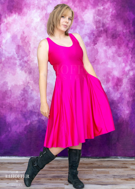 Essential Aquarius Knee Length Dress - Shiny Magenta