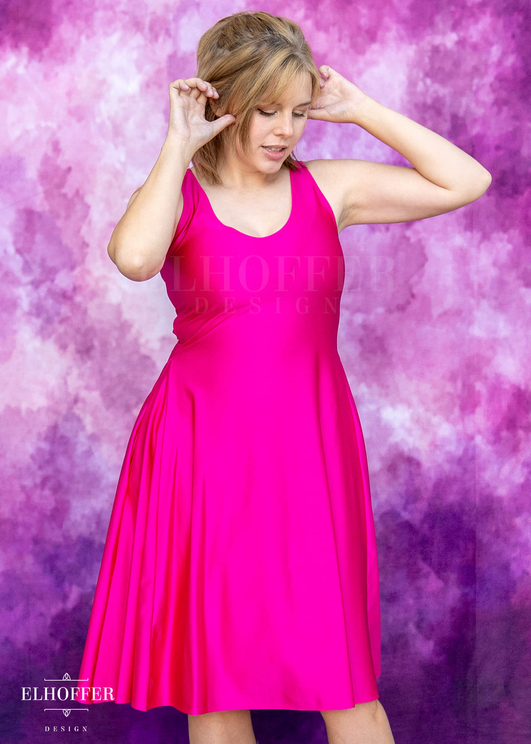Essential Aquarius Knee Length Dress - Shiny Magenta