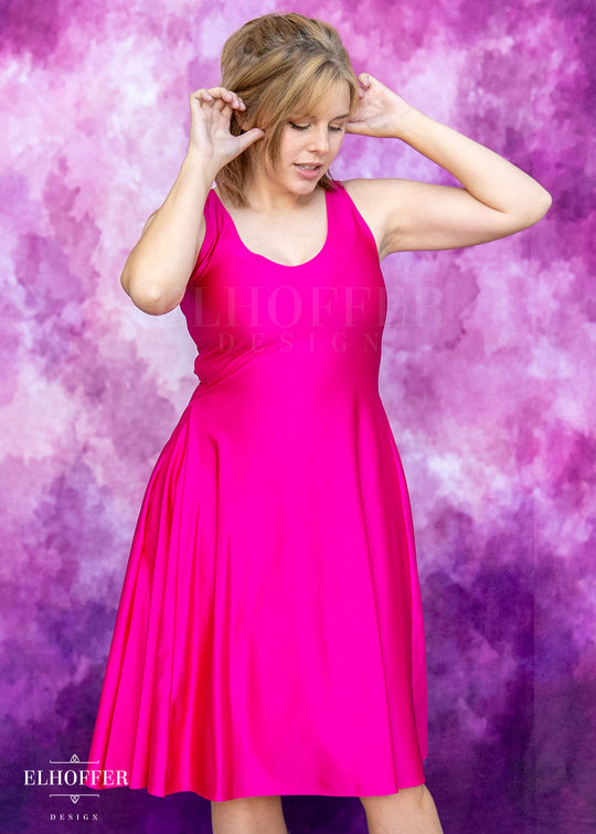 Essential Aquarius Knee Length Dress - Shiny Magenta