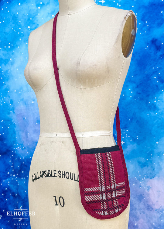 Knit Cross-Body Pouchette - Crimson Tartan