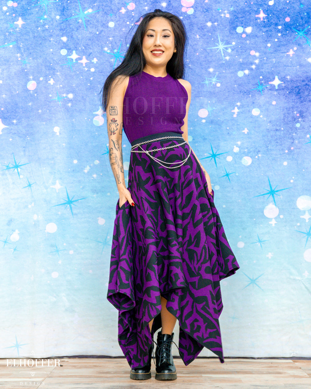 PREORDER - Demon Scars Knit Skirt - Handkerchief or Circle Skirt