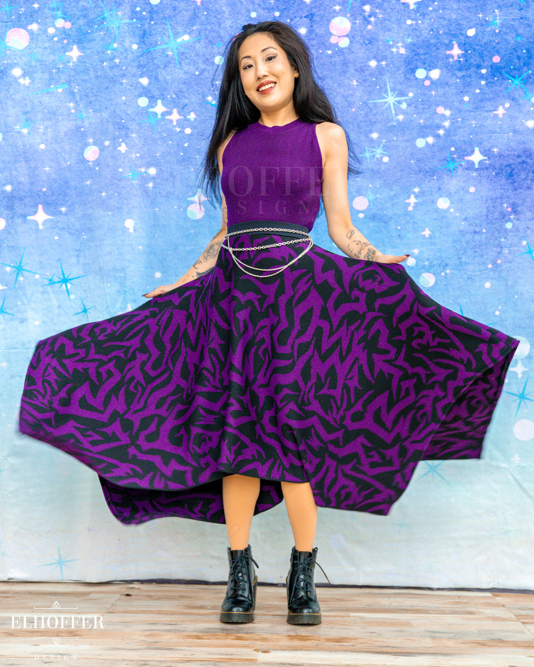PREORDER - Demon Scars Knit Skirt - Handkerchief or Circle Skirt