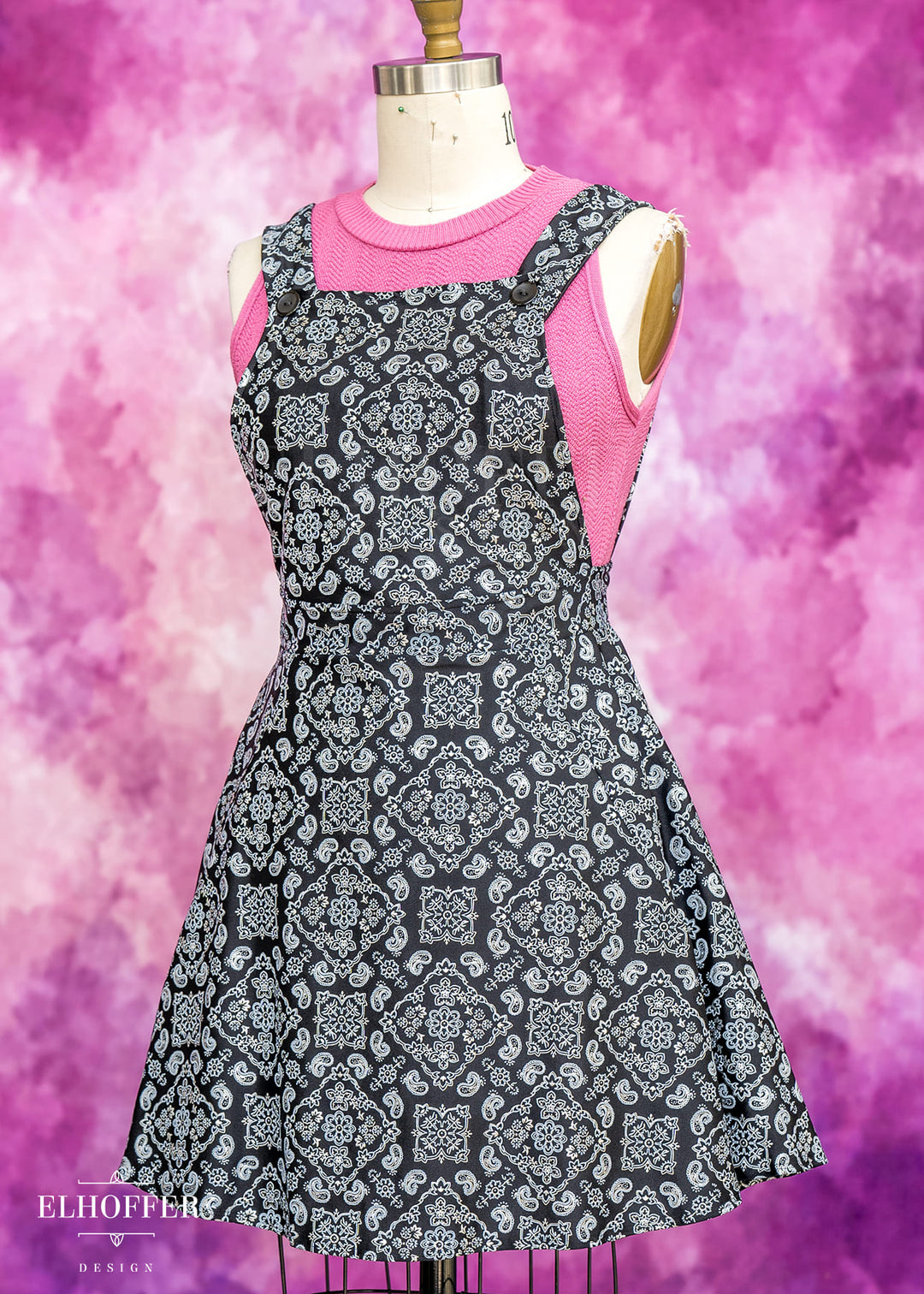 Essential Dorothy Pinafore - Black & Silver Bandana
