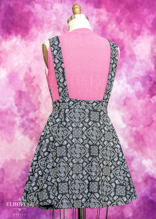 Essential Dorothy Pinafore - Black & Silver Bandana