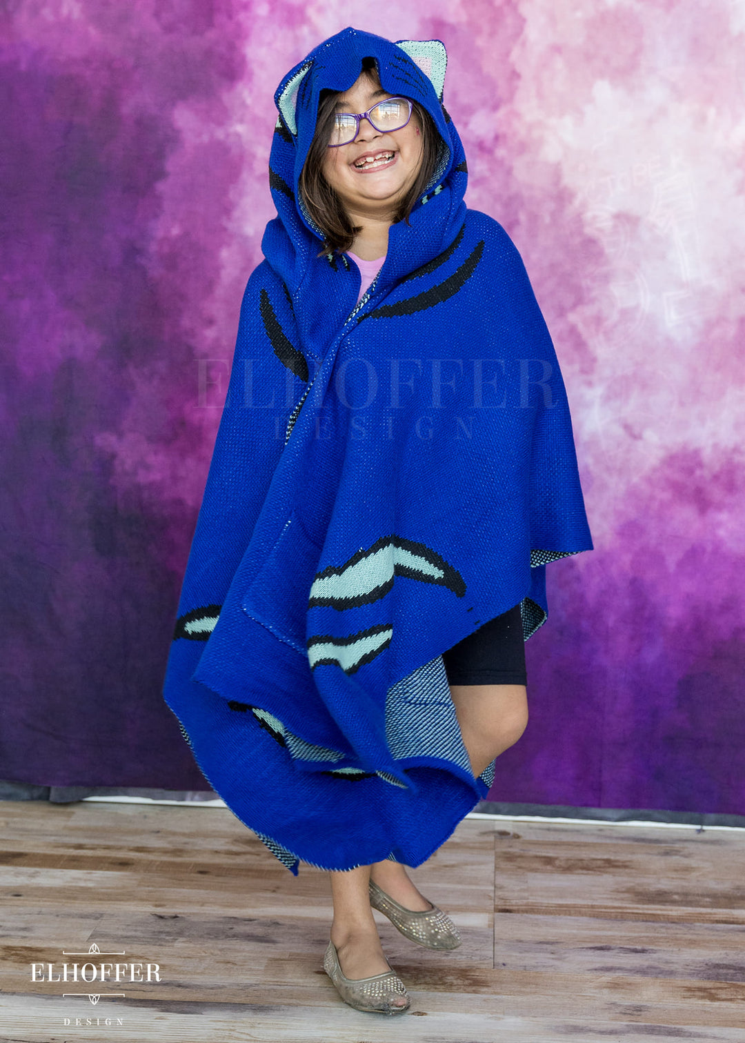 PREORDER - Blue Tiger Hooded Poncho