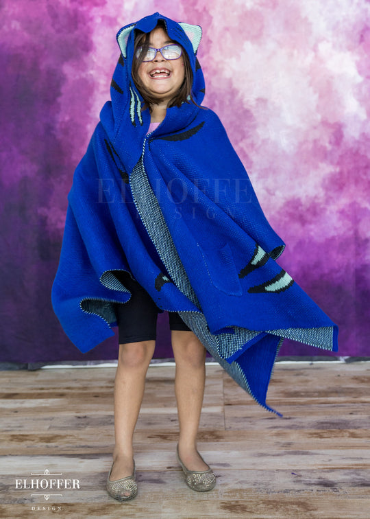 PREORDER - Blue Tiger Hooded Poncho