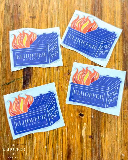 Dumpster Fire Starpuff Sticker