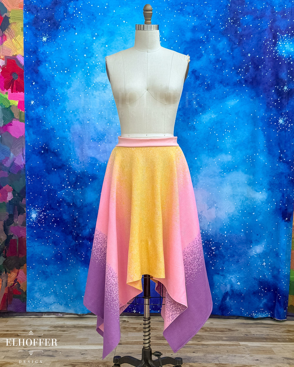 PREORDER - Galactic Dusk Handkerchief Hem Skirt