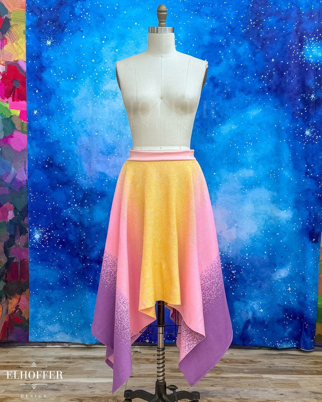 PREORDER - Galactic Dusk Handkerchief Hem Skirt