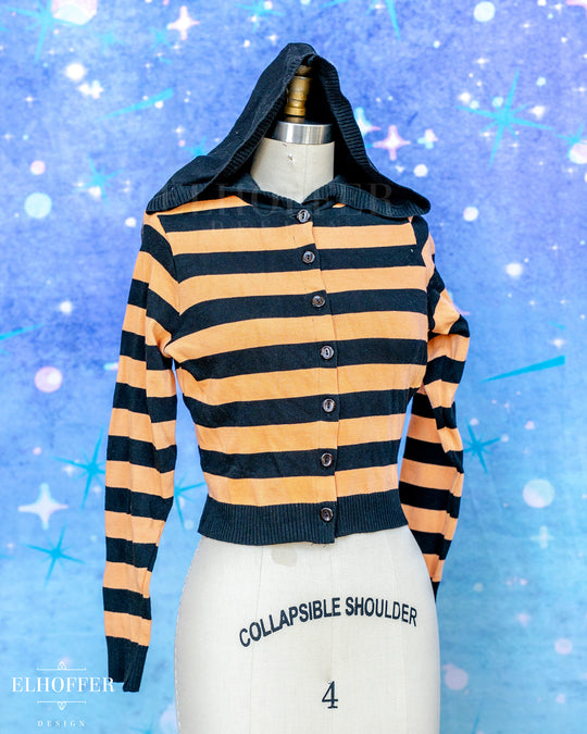 Hand Dyed - Creepy & Kooky Hooded Cardi - Orange - Size M - Final Sale
