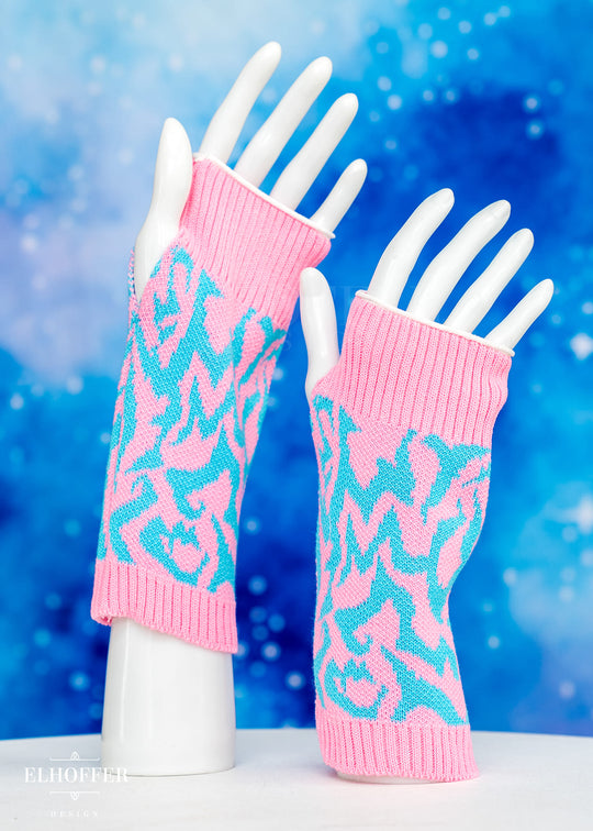 Demon Marking Gloves - Pink/Turquoise