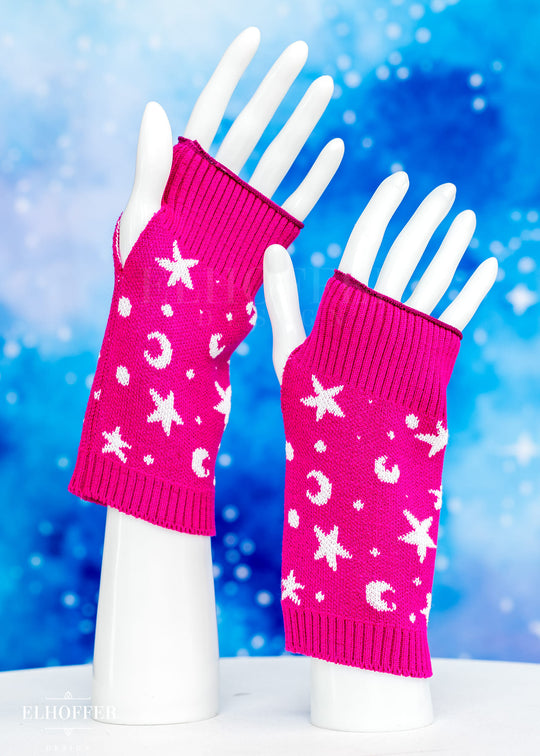 Starry Witch Fingerless Gloves - Pink