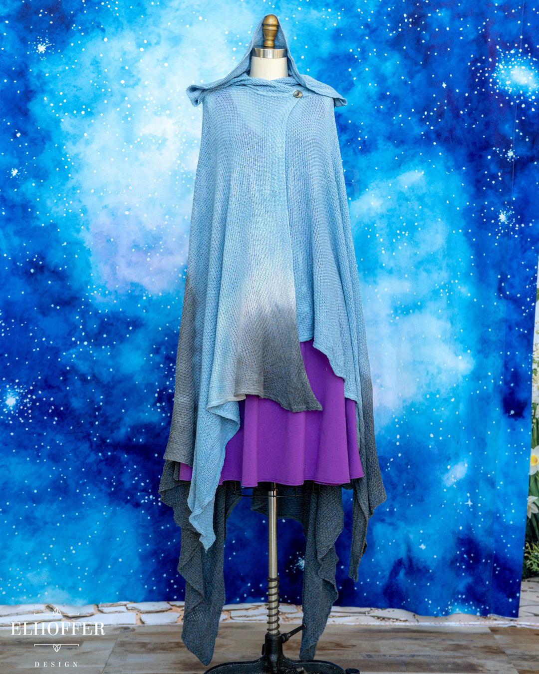 Hand Dyed - Essential Nomad Cape - Turquoise to Navy - Final Sale