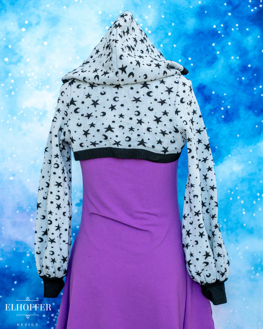 Hand Dyed - Essential Capricorn Crop Hoodie - Silver Grey Starry Witch - Small - Final Sale