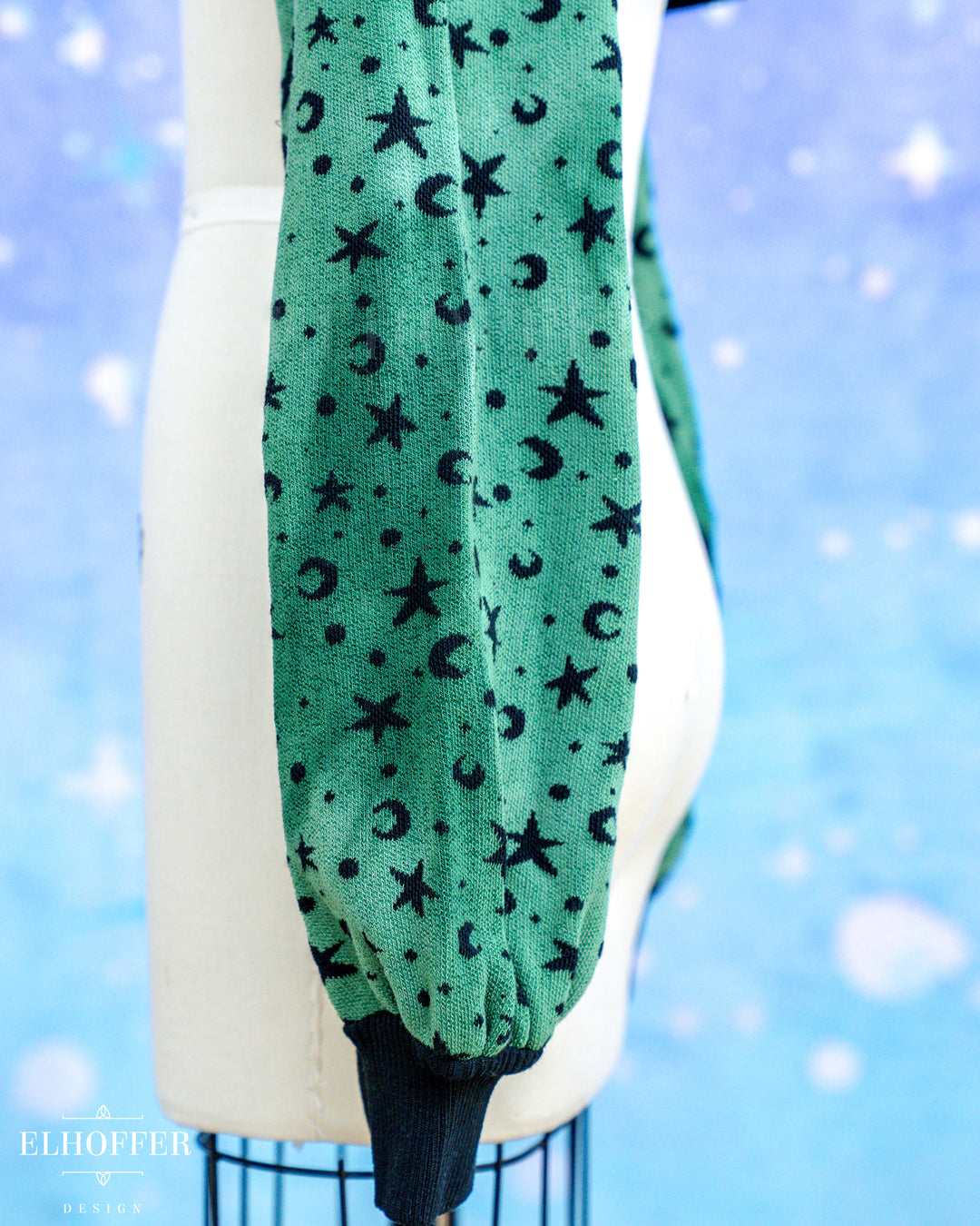 Hand Dyed - Essential Capricorn Crop Hoodie - Green Starry Witch - Small + Large - Discoloration - Final Sale