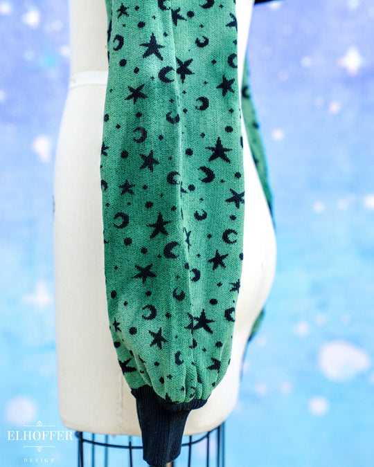 Hand Dyed - Essential Capricorn Crop Hoodie - Green Starry Witch - Small + Large - Discoloration - Final Sale