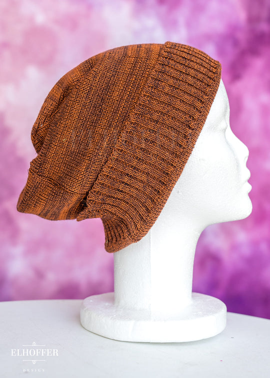 Handmade Galactic Outpost Rust Rebellion Knit Slouchie Beanie