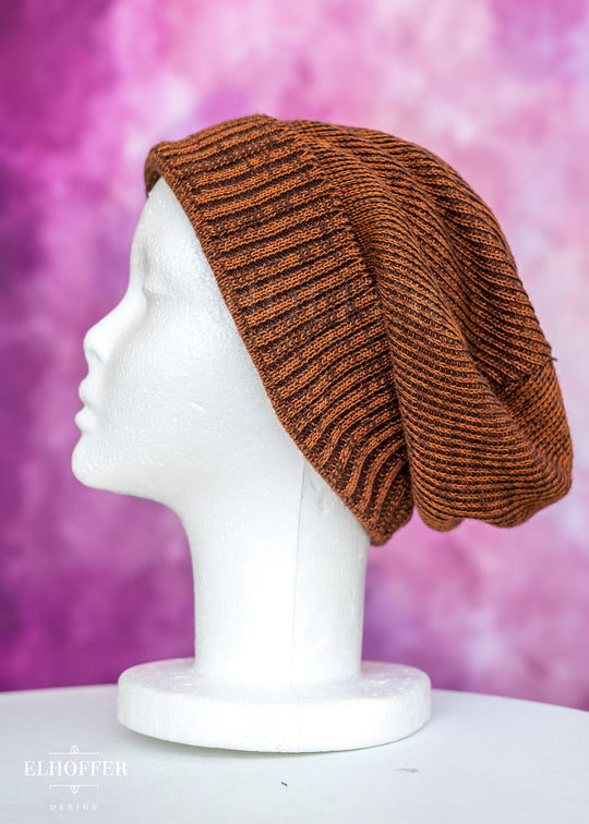Handmade Galactic Outpost Rust Rebellion Knit Slouchie Beanie