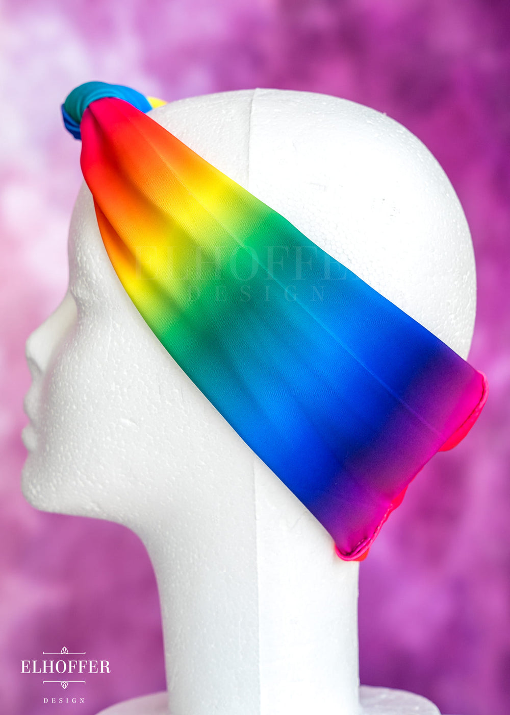Handmade Knotted Headband - Rainbow Gradiant Spandex