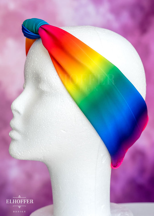 Handmade Knotted Headband - Rainbow Gradiant Spandex