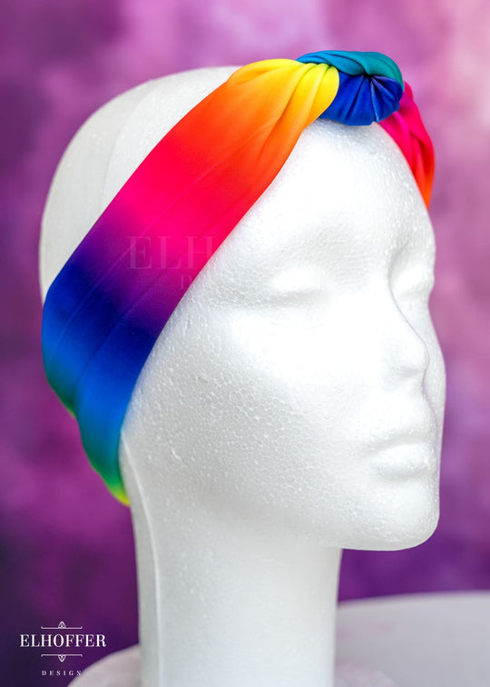 Handmade Knotted Headband - Rainbow Gradiant Spandex