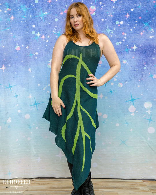 PREORDER - Iridessa Halter Leaf Dress - Tinker Green