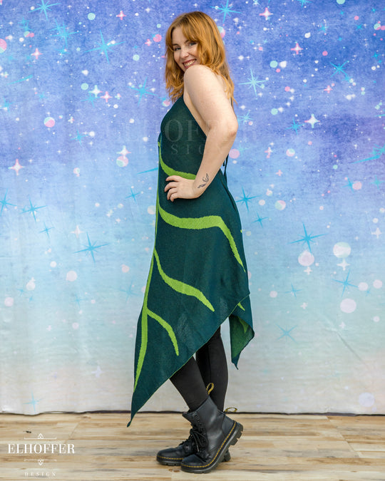 PREORDER - Iridessa Halter Leaf Dress - Tinker Green