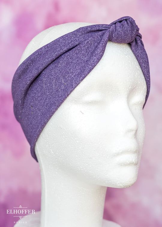 Knotted Headband - Heathered Purple Compression Spandex