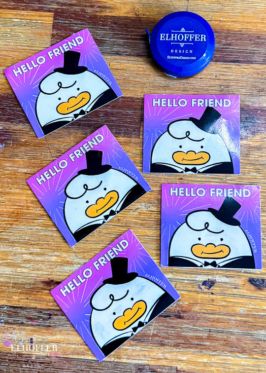 Hello Friend Top Hat Sticker
