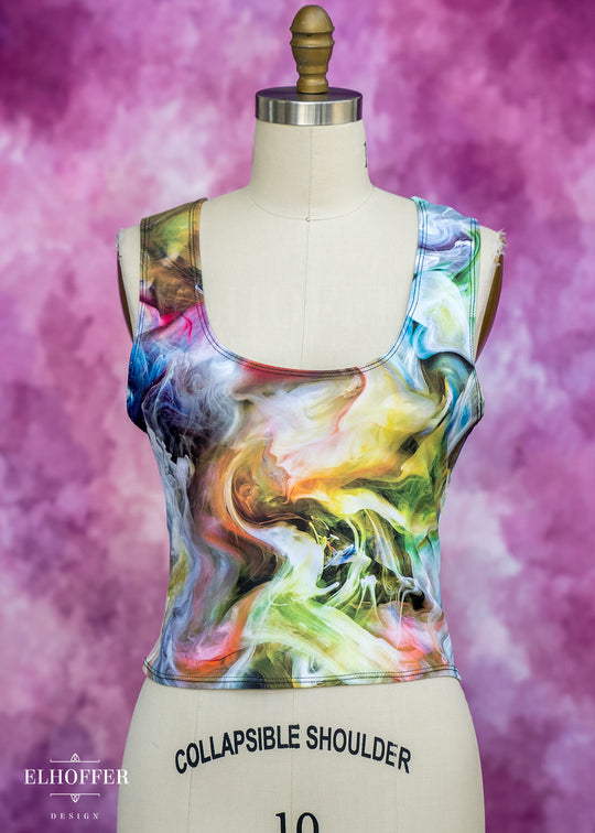 Handmade Essential Buffy Crop Top - Rainbow Smoke