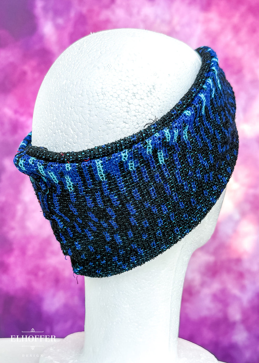 Handmade Knotted Headband - Sunset Underworld Blue Knit