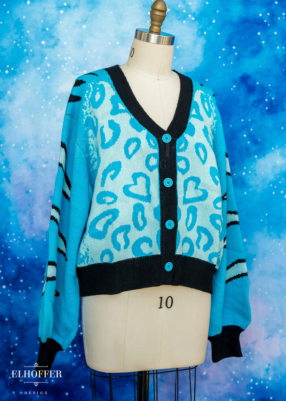 PREORDER - Turquoise Tiger Oversize Crop Cardi