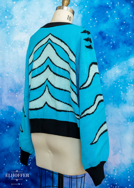 PREORDER - Turquoise Tiger Oversize Crop Cardi
