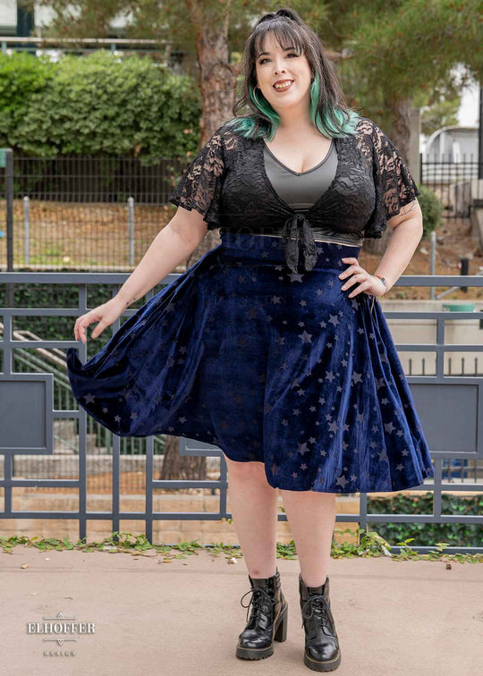 Essential Julie Skirt - Navy Stars Burnout Velvet